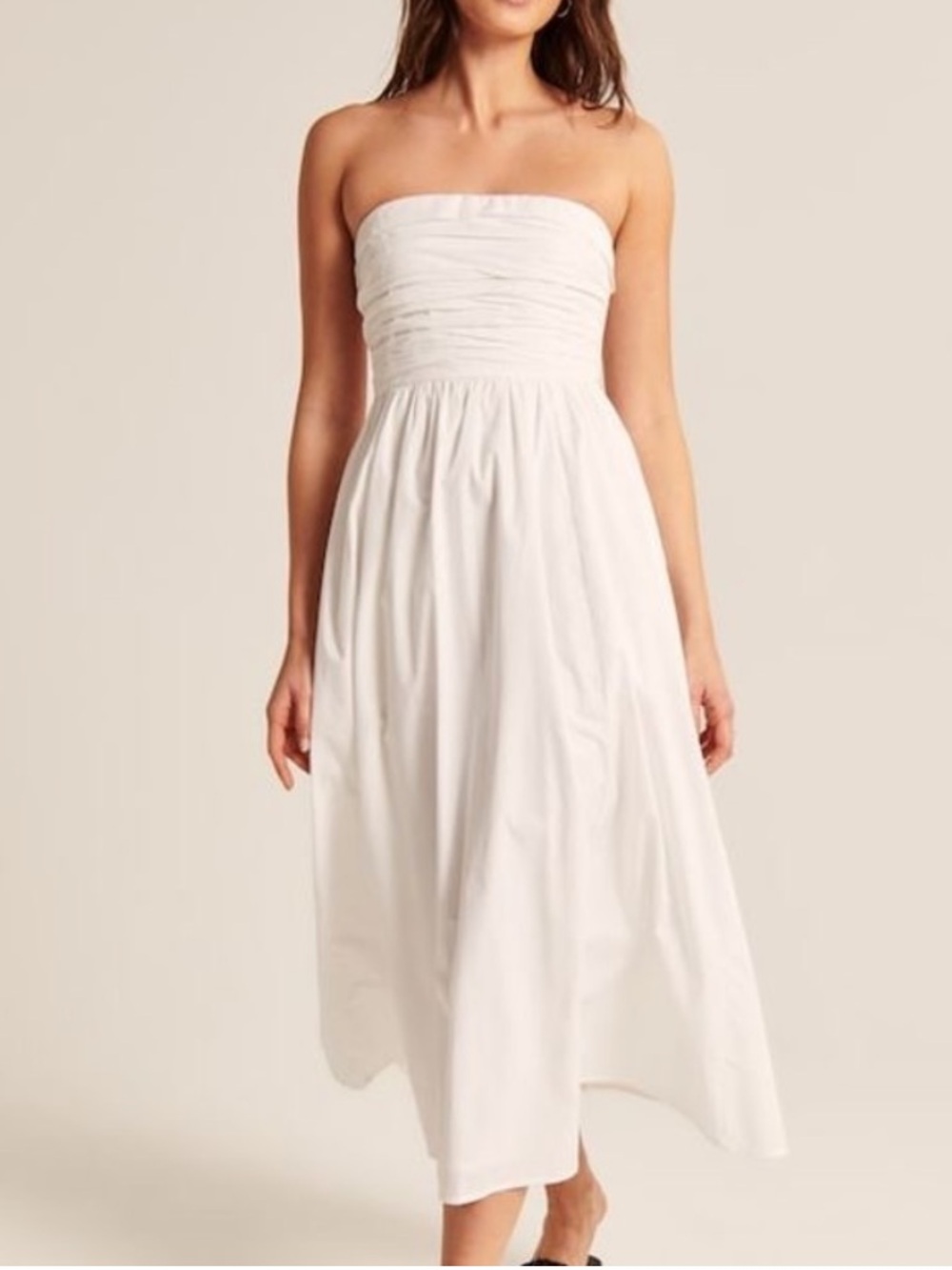Abercrombie & Fitch Strapless White Midi Dress